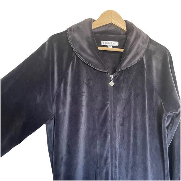 Eileen West Velour Ballet Robe Size S/M Full Zip Loungewear Pajama Soft - Picture 3 of 6